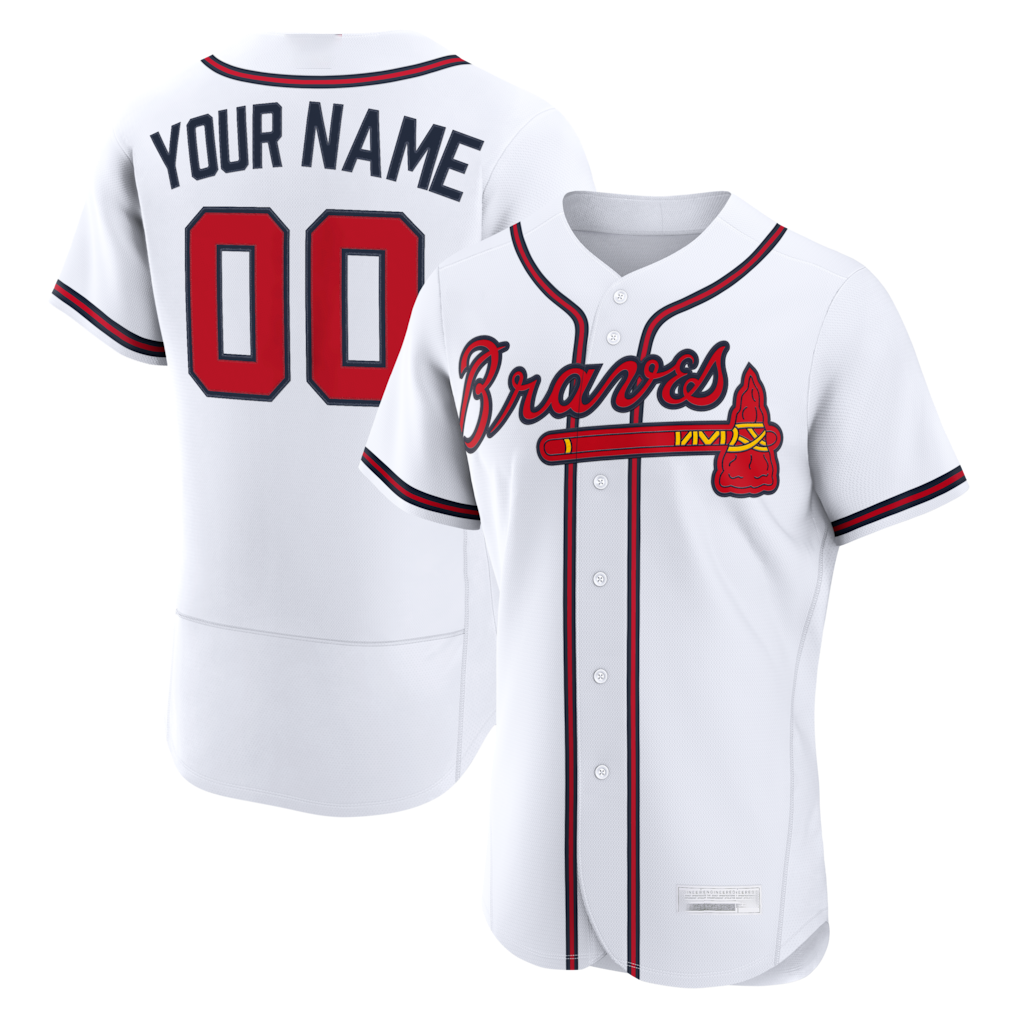 MyBoyd Custom A.Braves White Home Authentic Stitched Jerseys