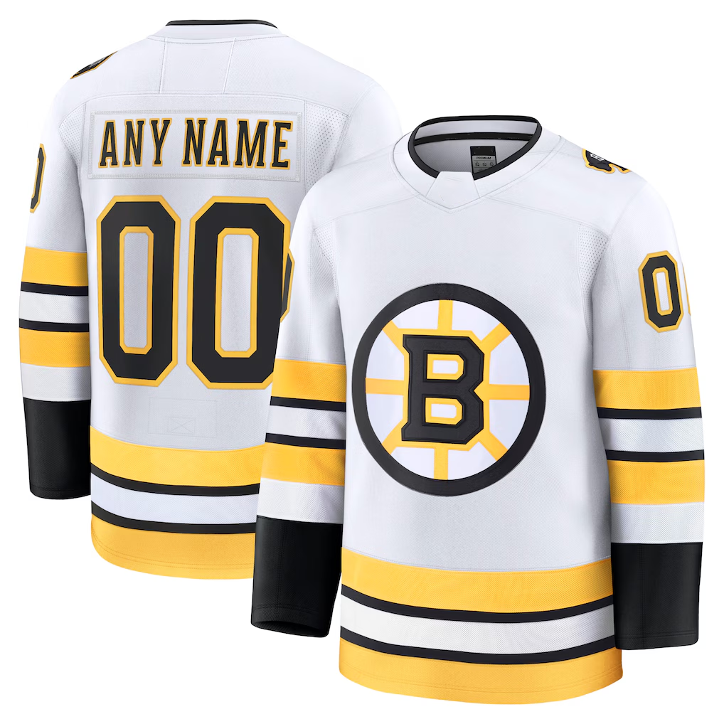 MyBoyd Custom B.Bruins White Away Premium Stitched Jerseys