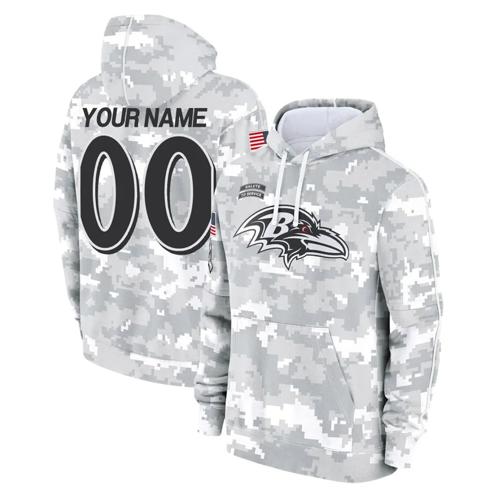 MyBoyd Custom B.Ravens Arctic Camo Salute To Service Hoodie Any Name & Numbers Stitched Jerseys