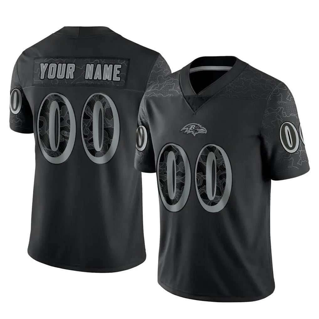 MyBoyd Custom B.Ravens Black RFLCTV Limited Any Name & Numbers Stitched Jerseys