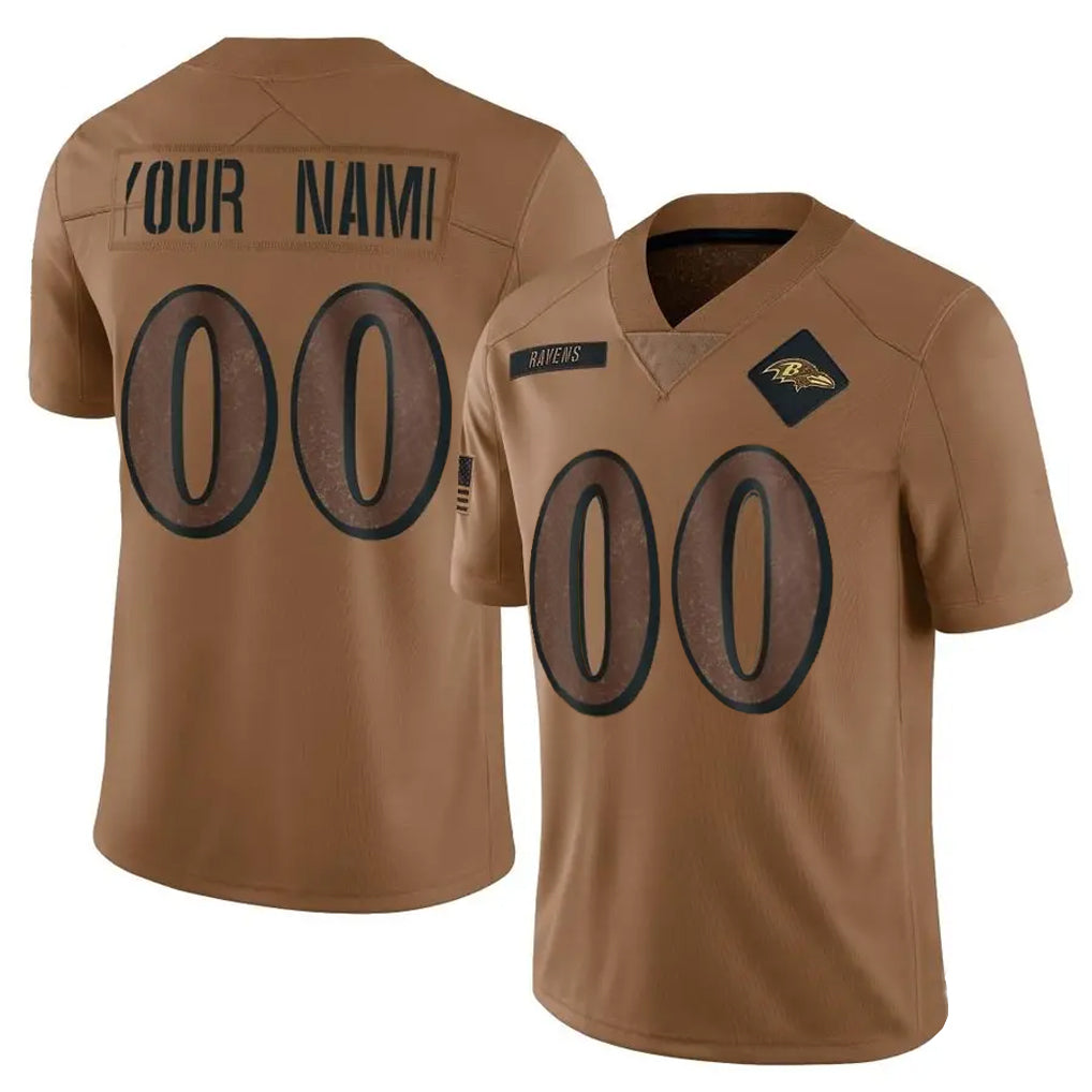 MyBoyd Custom B.Ravens Brown Salute To Service Limited Any Name & Numbers Stitched Jerseys