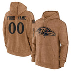 MyBoyd Custom B.Ravens Brown Salute to Service Pullover Hoodie Any Name & Numbers Stitched Jerseys