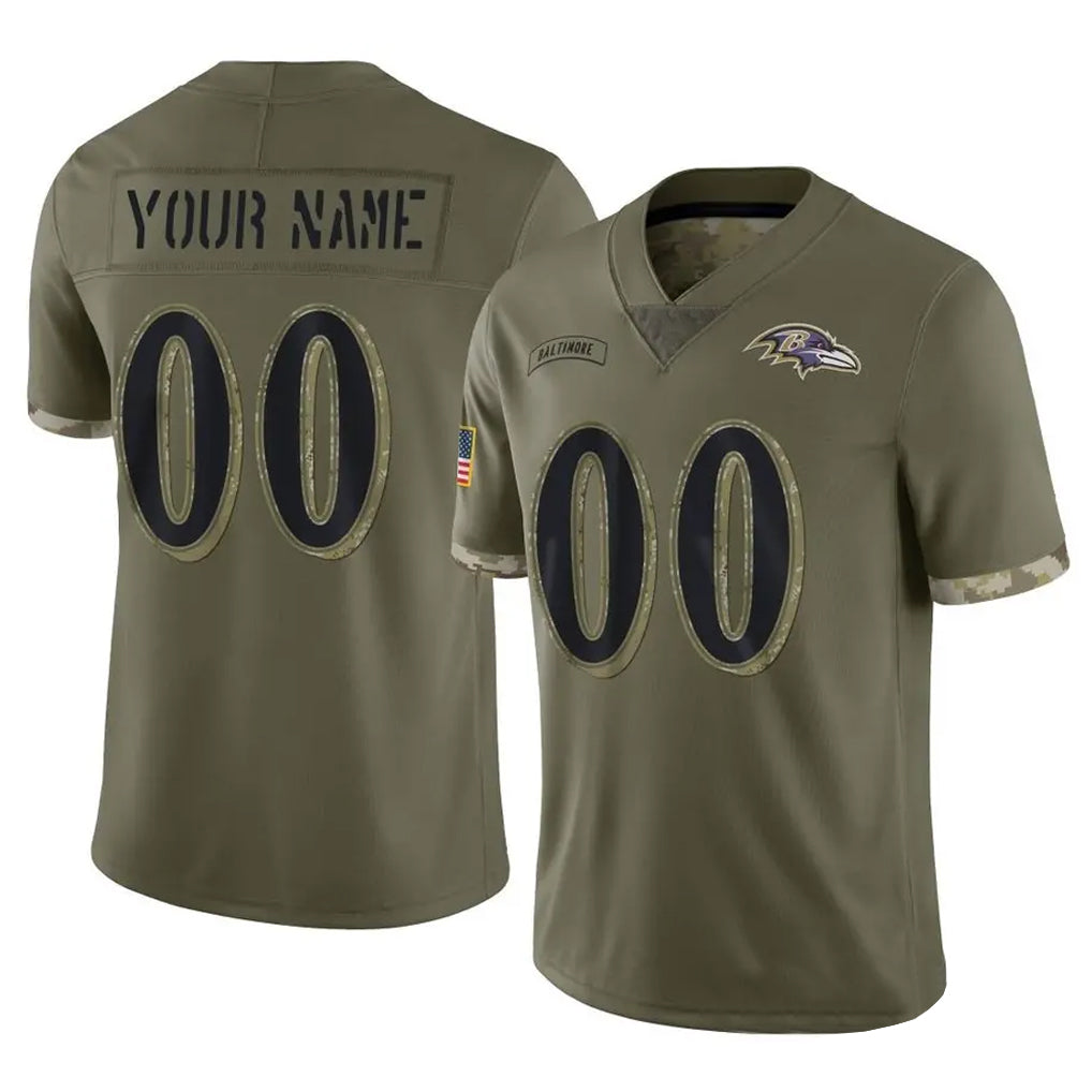 MyBoyd Custom B.Ravens Olive Salute To Service Limited Any Name & Numbers Stitched Jerseys