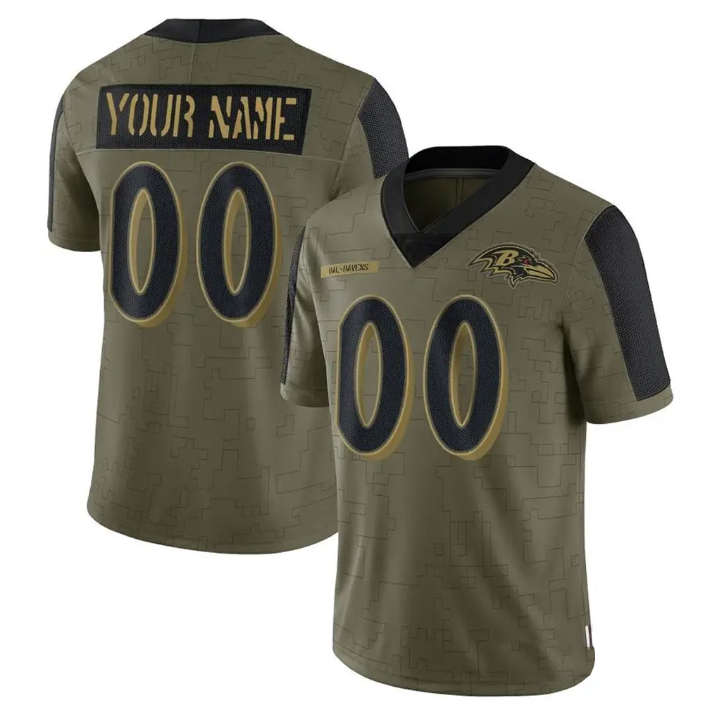 MyBoyd Custom B.Ravens Olive Salute To Service Limited Game Any Name & Numbers Stitched Jerseys