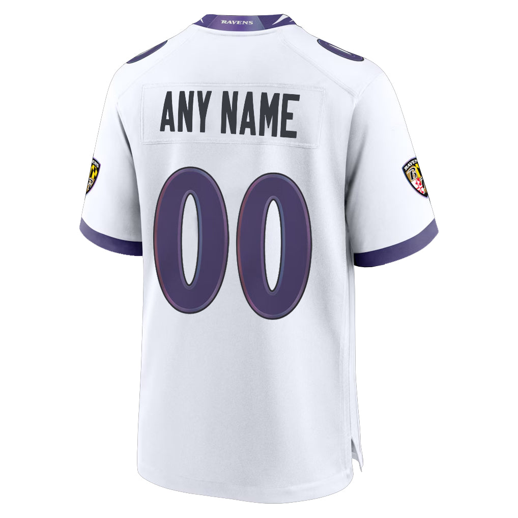 MyBoyd Custom B.Ravens White Home Game Any Name & Numbers Stitched Jerseys