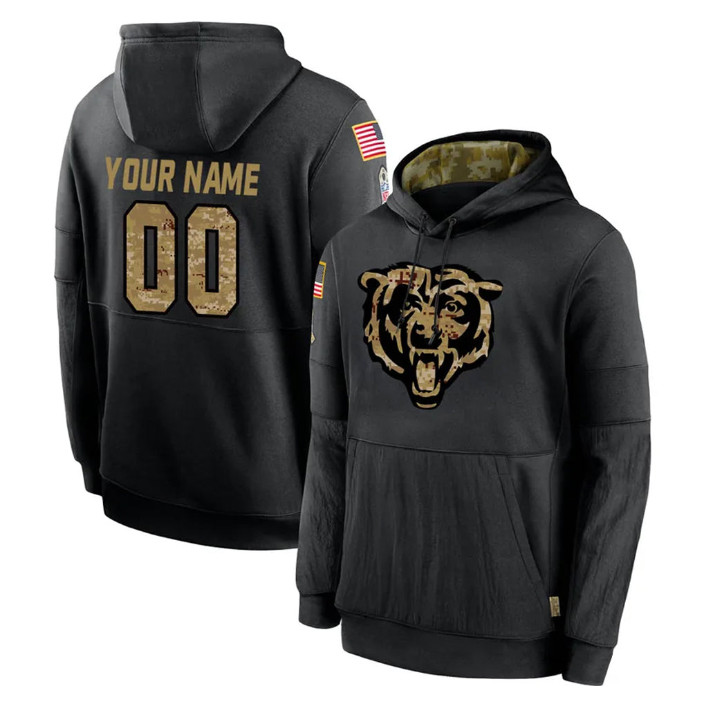 MyBoyd Custom C.Bears Black Salute to Service Pullover Hoodies Limited Any Name & Numbers Stitched Jerseys