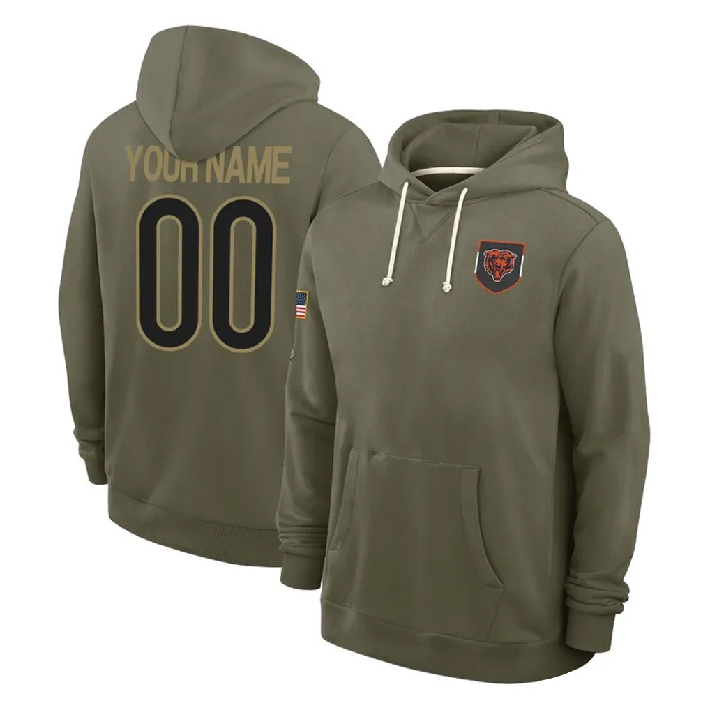 MyBoyd Custom C.Bears Olive Salute to Service Pullover Hoodies Limited Any Name & Numbers Stitched Jerseys