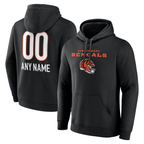 MyBoyd Custom C.Bengals Black Personalized Name & Number Team Wordmark Pullover Hoodie Stitched Jerseys