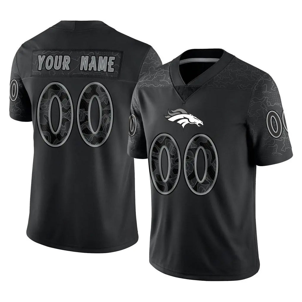 MyBoyd Custom D.Broncos Black Reflective Limited Any Name & Numbers Stitched Jerseys