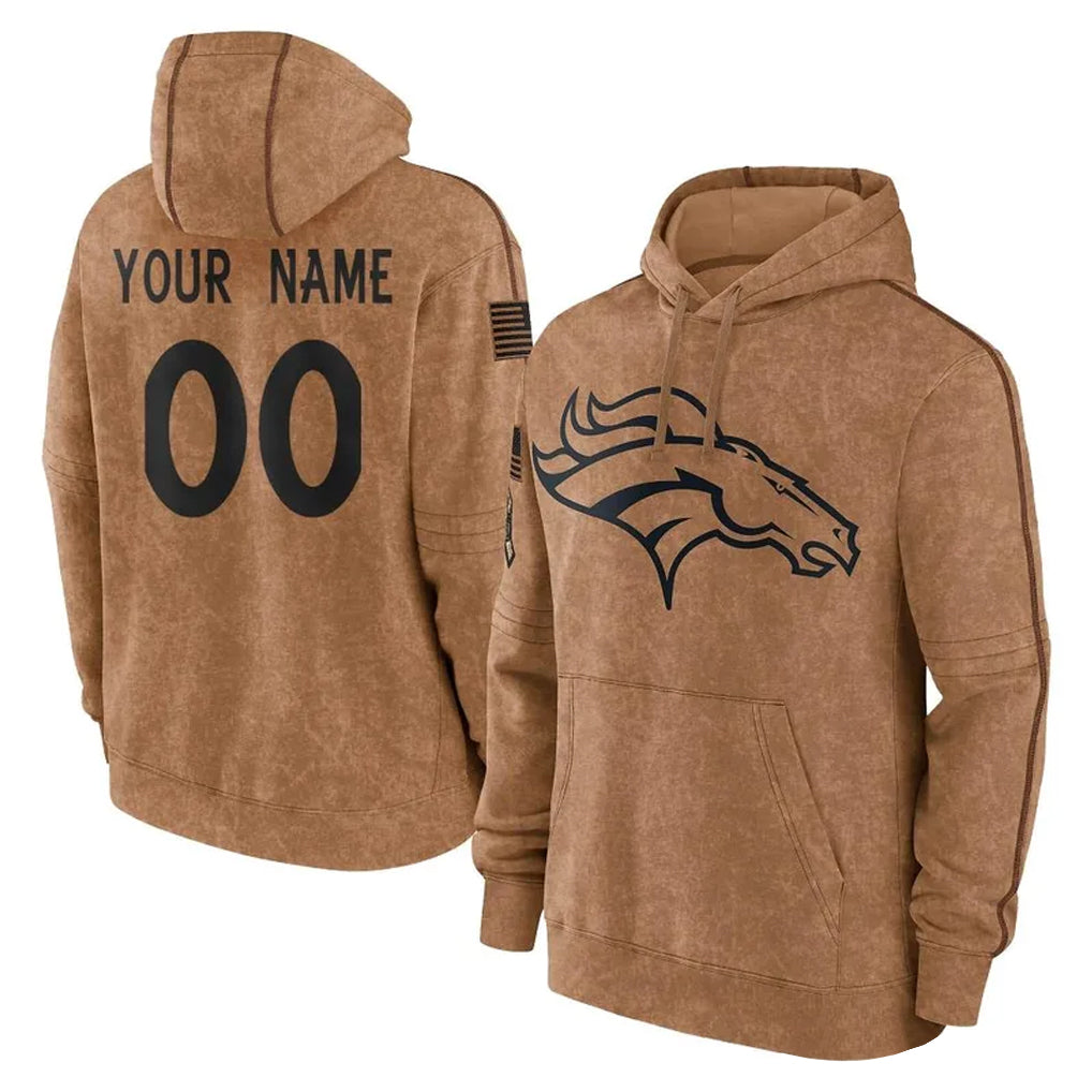 MyBoyd Custom D.Broncos Brown Salute to Service Hoodies Limited Game Any Name & Numbers Stitched Jerseys