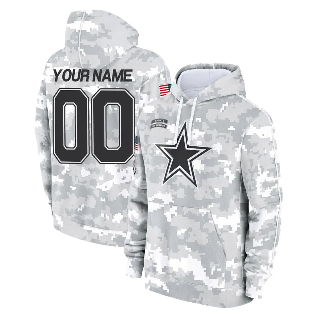 MyBoyd Custom D.Cowboys Arctic Camo Salute to Service Hoodies Limited Game Any Name & Numbers Stitched Jerseys