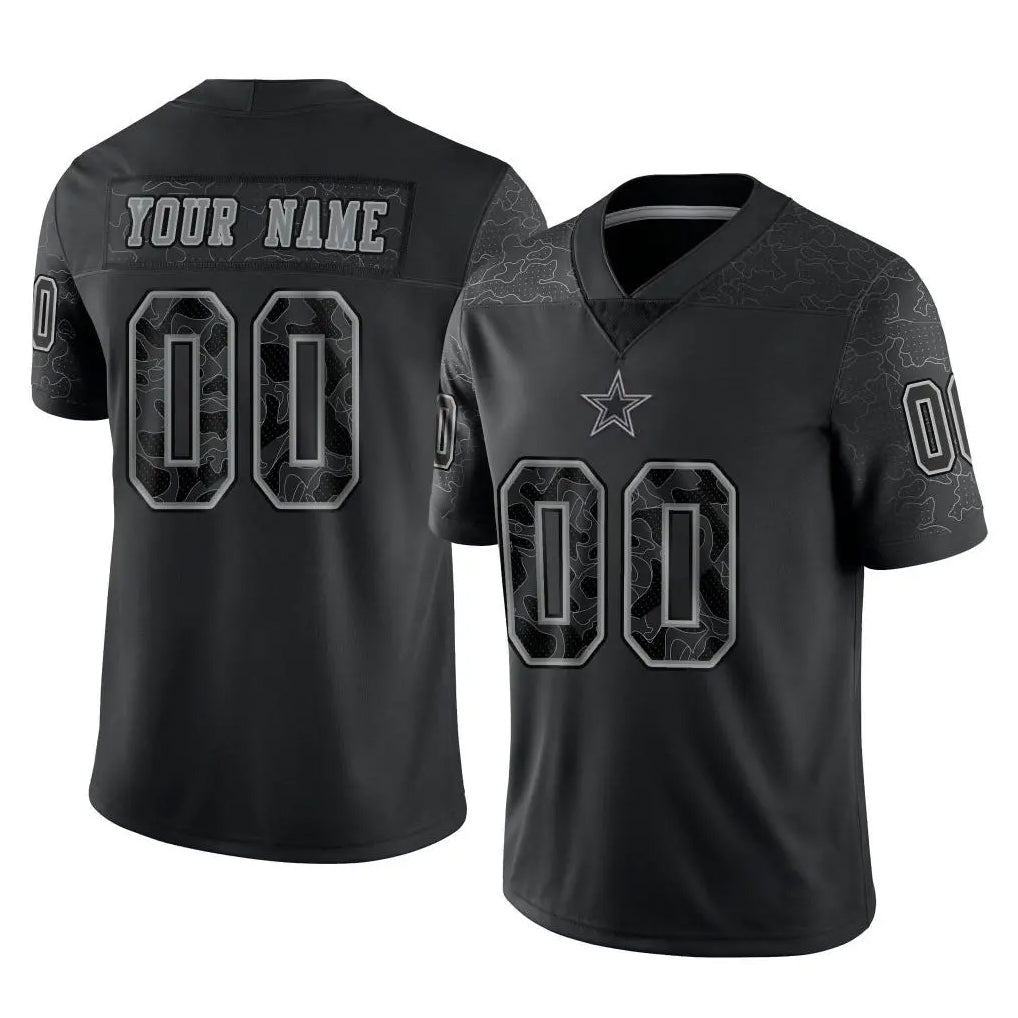 MyBoyd Custom D.Cowboys Black Limited Reflective Home Game Any Name & Numbers Stitched Jerseys