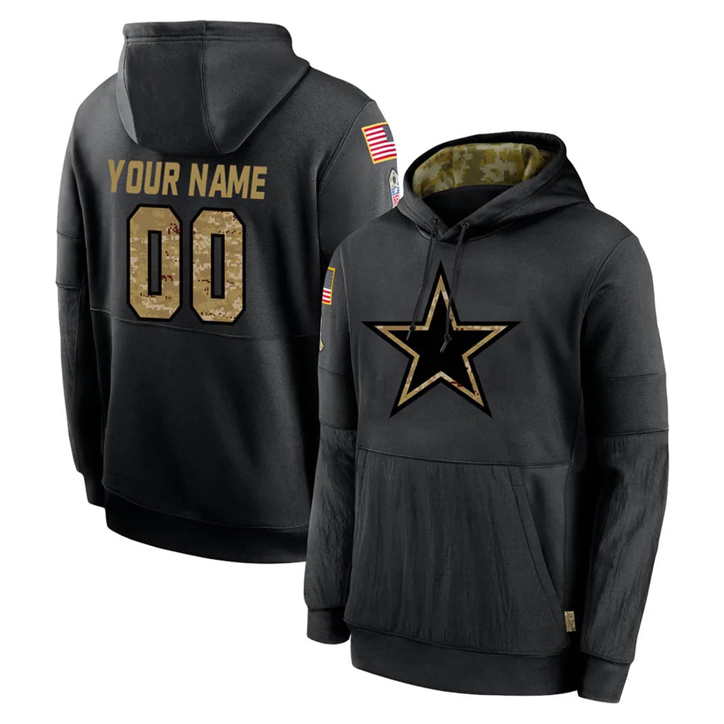 MyBoyd Custom D.Cowboys Black Salute to Service Pullover Hoodies Limited Any Name & Numbers Stitched Jerseys