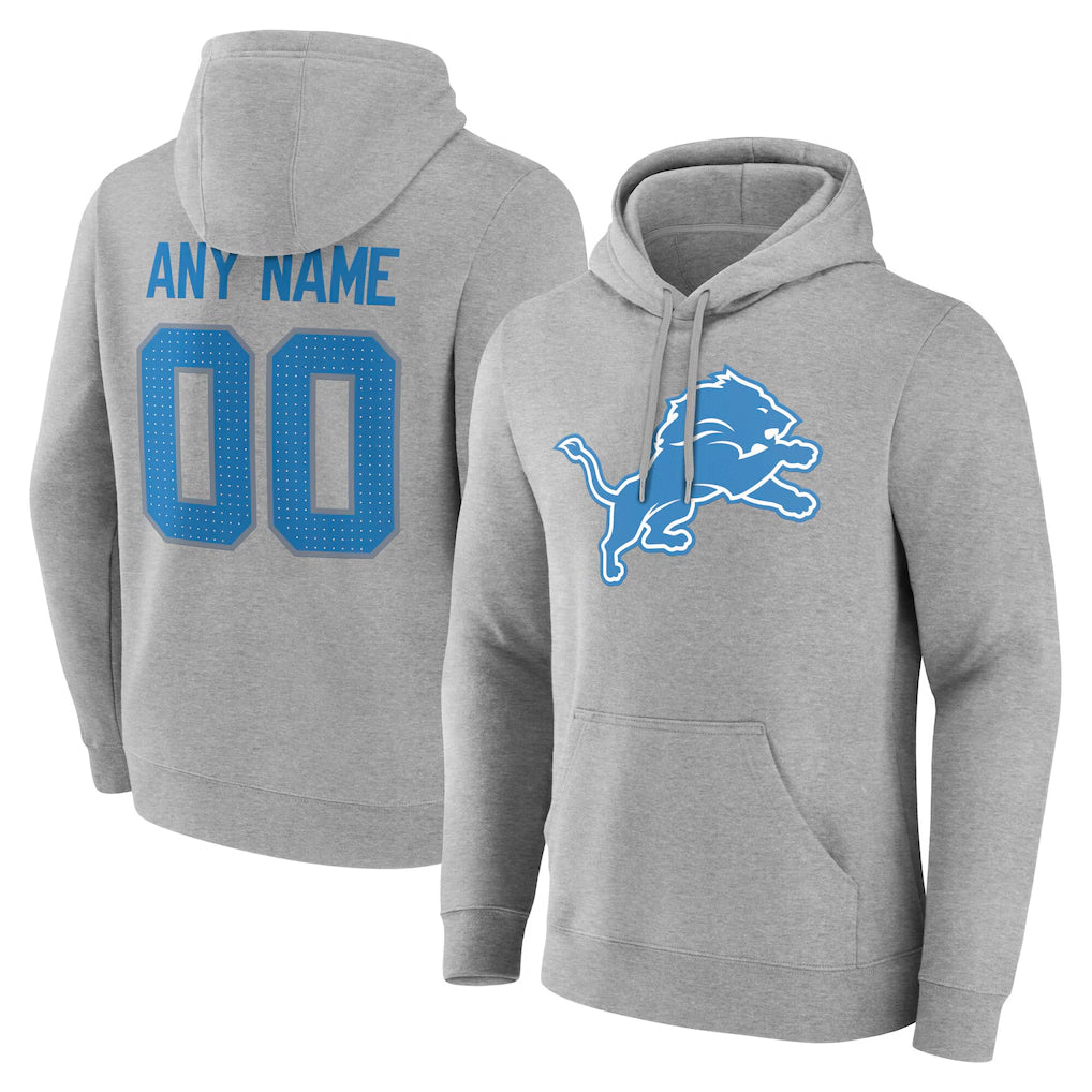 MyBoyd Custom D.Lions Gray Pullover Hoodies Limited Any Name & Numbers Stitched Jerseys