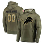 MyBoyd Custom D.Lions Olive Salute to Service Pullover Hoodies Home Game Any Name & Numbers Stitched Jerseys