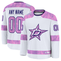 MyBoyd Custom D.Stars White 2024 Hockey Fights Cancer Practice Jerseys