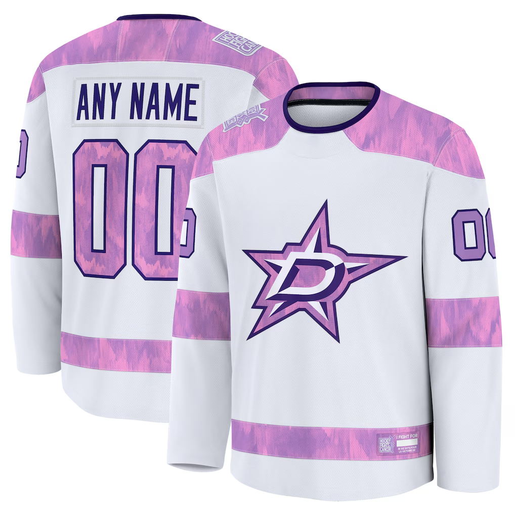 MyBoyd Custom D.Stars White 2024 Hockey Fights Cancer Practice Jerseys