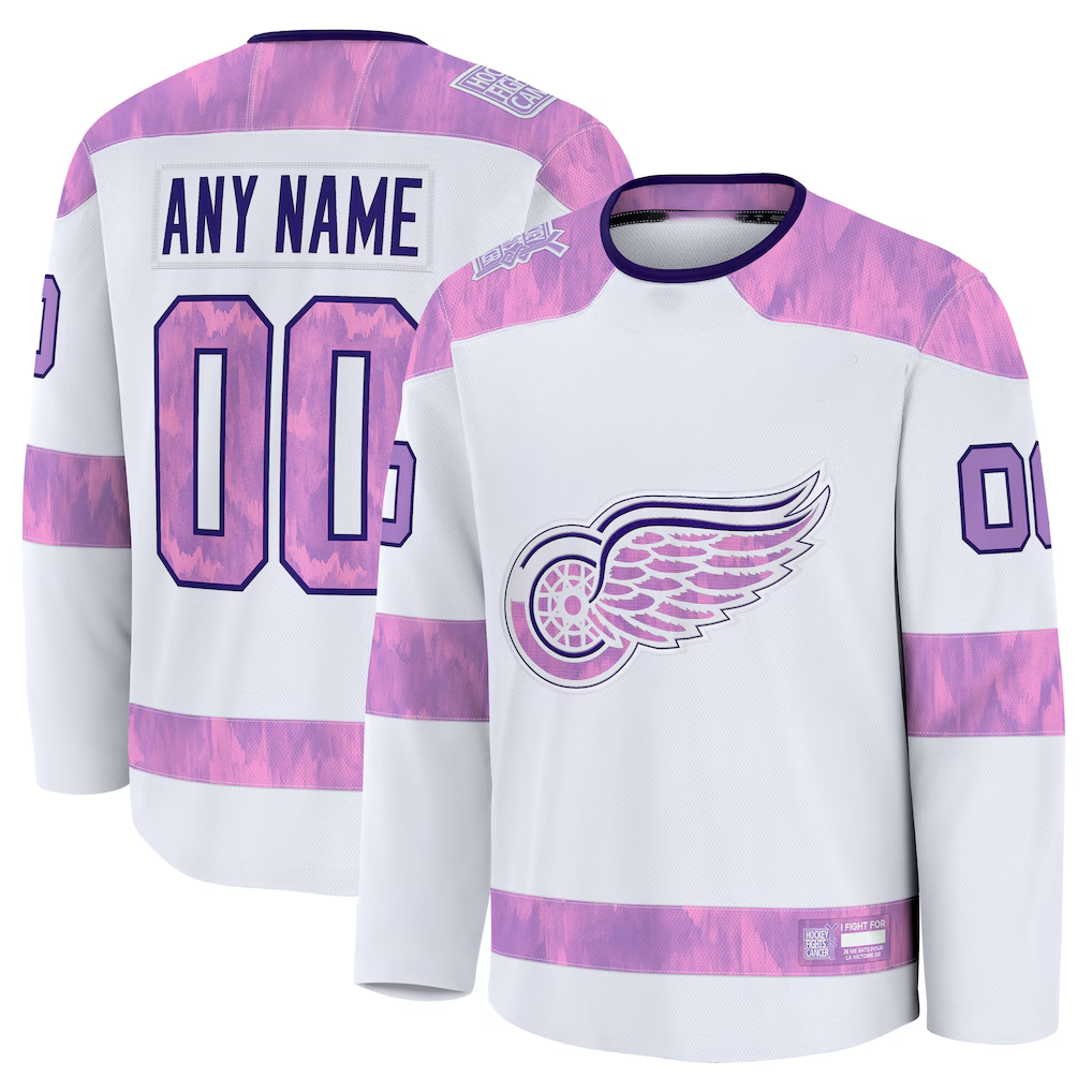 MyBoyd Custom DR.Wings White 2024 Hockey Fights Cancer Practice Jerseys