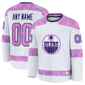 MyBoyd Custom E.Oilers White 2024 Hockey Fights Cancer Practice Jerseys