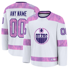 MyBoyd Custom E.Oilers White 2024 Hockey Fights Cancer Practice Jerseys