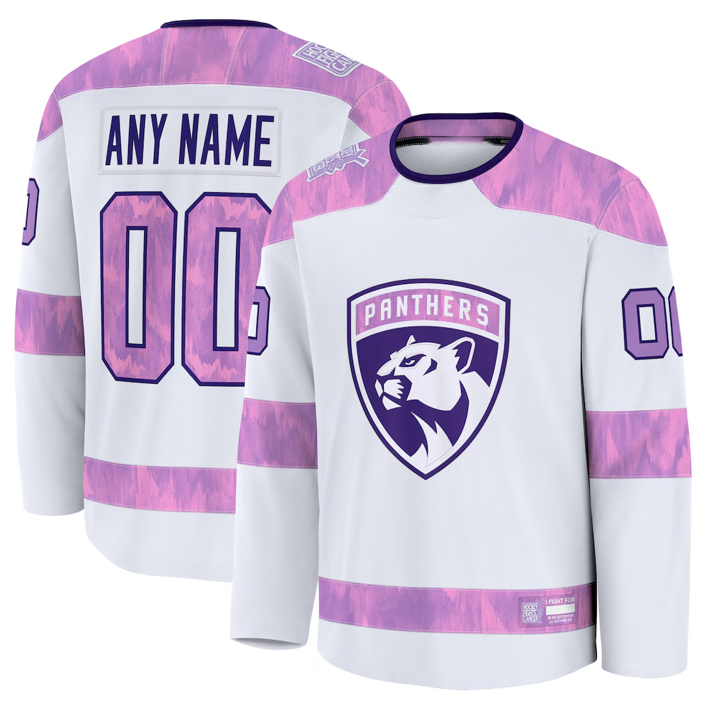 MyBoyd Custom F.Panthers White 2024 Hockey Fights Cancer Practice Jerseys