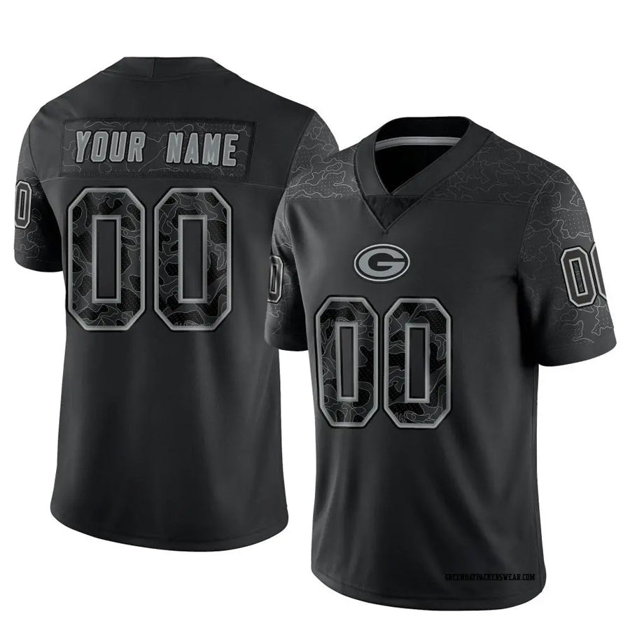 MyBoyd Custom GB.Packers Black REFLECTIVE Limited Stitched Jerseys