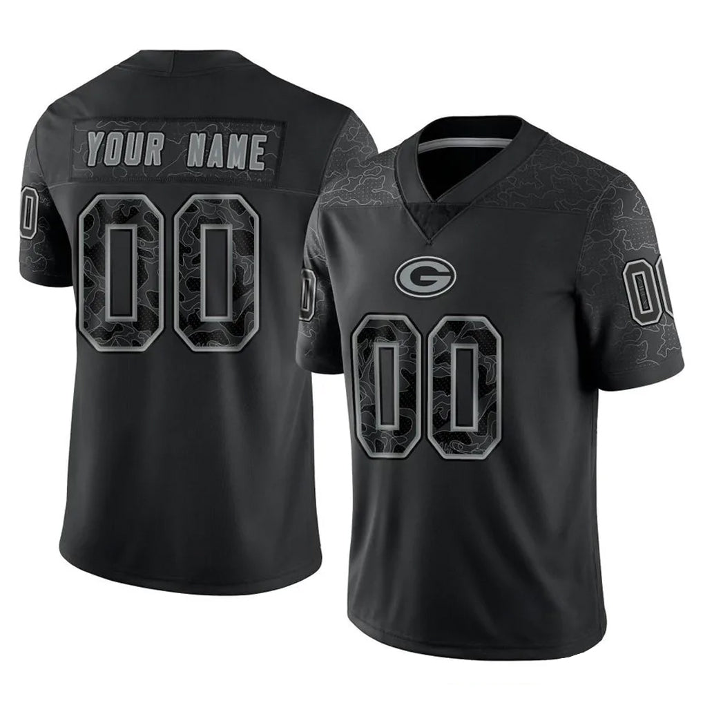 MyBoyd Custom GB.Packers Black Reflective Limited Home Game Any Name & Numbers Stitched Jerseys