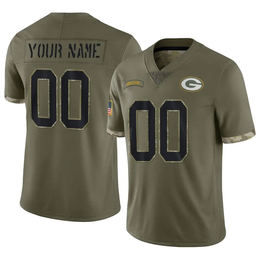 MyBoyd Custom GB.Packers Salute To Service Olive Stitched Jerseys