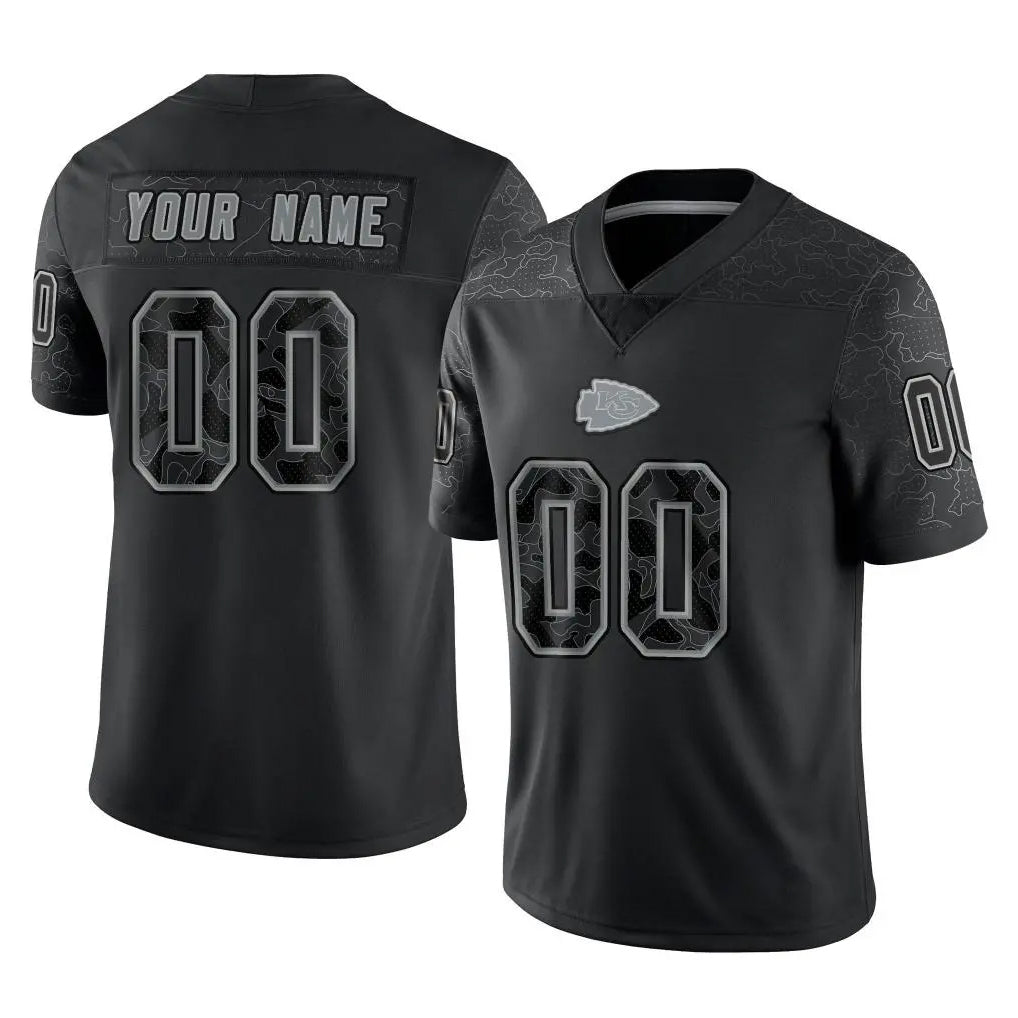 MyBoyd Custom KC.Chiefs Black Limited Reflective Game Any Name & Numbers Stitched Jerseys