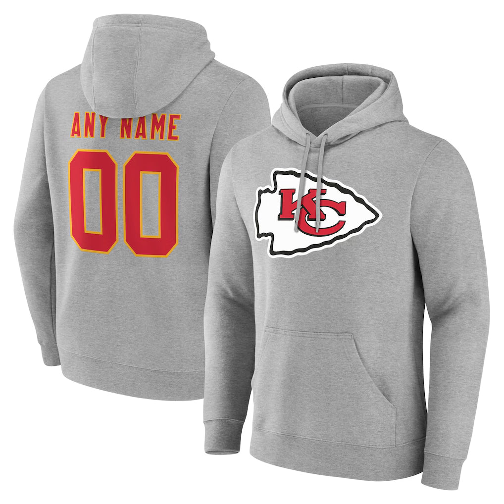 MyBoyd Custom KC.Chiefs Gray Pullover Hoodies Limited Any Name & Numbers Stitched Jerseys