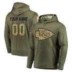 MyBoyd Custom KC.Chiefs Olive Salute to Service Pullover Hoodies Home Game Any Name & Numbers Stitched Jerseys