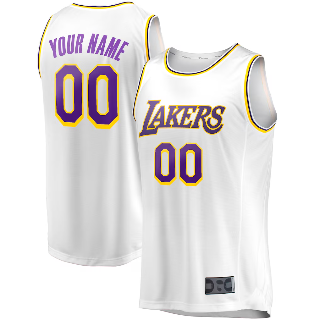 MyBoyd Custom LA.Lakers White Fast Break Replica Stitched Jerseys - Association Edition