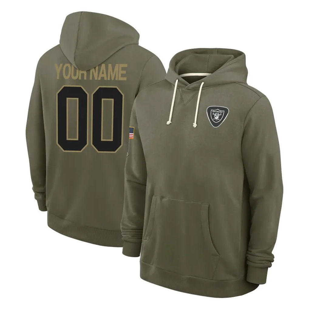 MyBoyd Custom LV.Raiders Olive Salute to Service Pullover Hoodies Limited Any Name & Numbers Stitched Jerseys