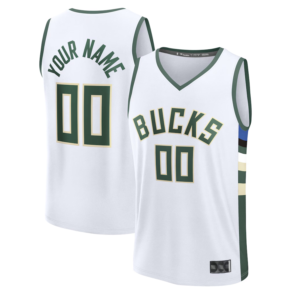 MyBoyd Custom M.Bucks  White Fast Break Jerseys - Association Edition