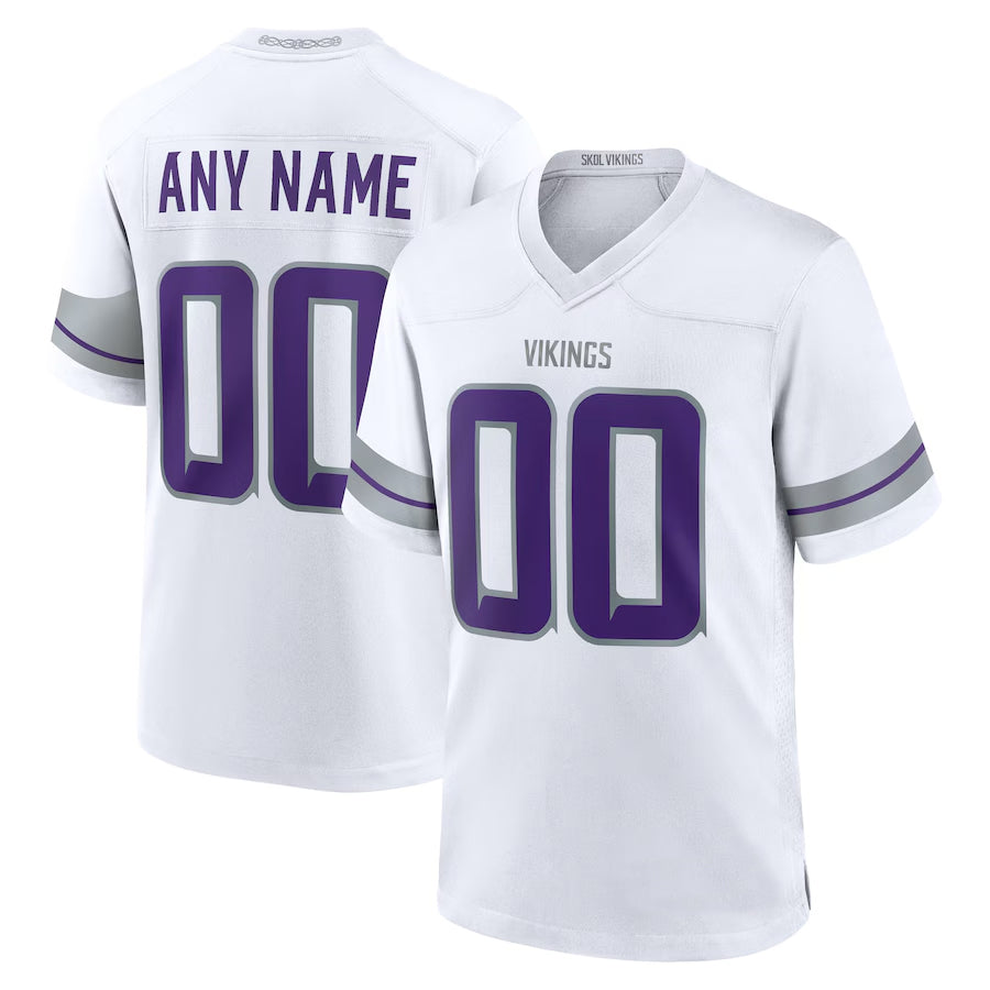 MyBoyd Custom MN.Vikings White Alternate Game Football Jerseys