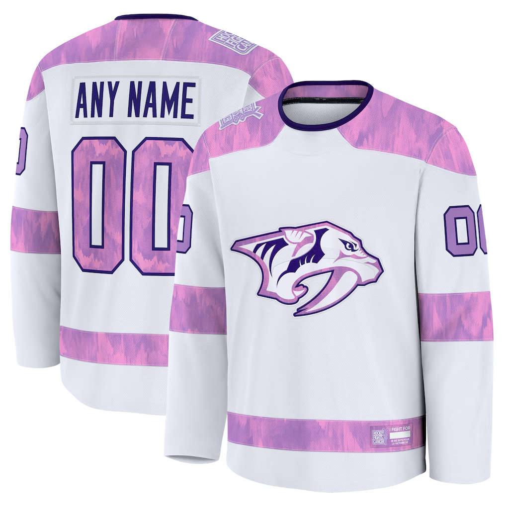 MyBoyd Custom N.Predators White 2024 Hockey Fights Cancer Practice Jerseys
