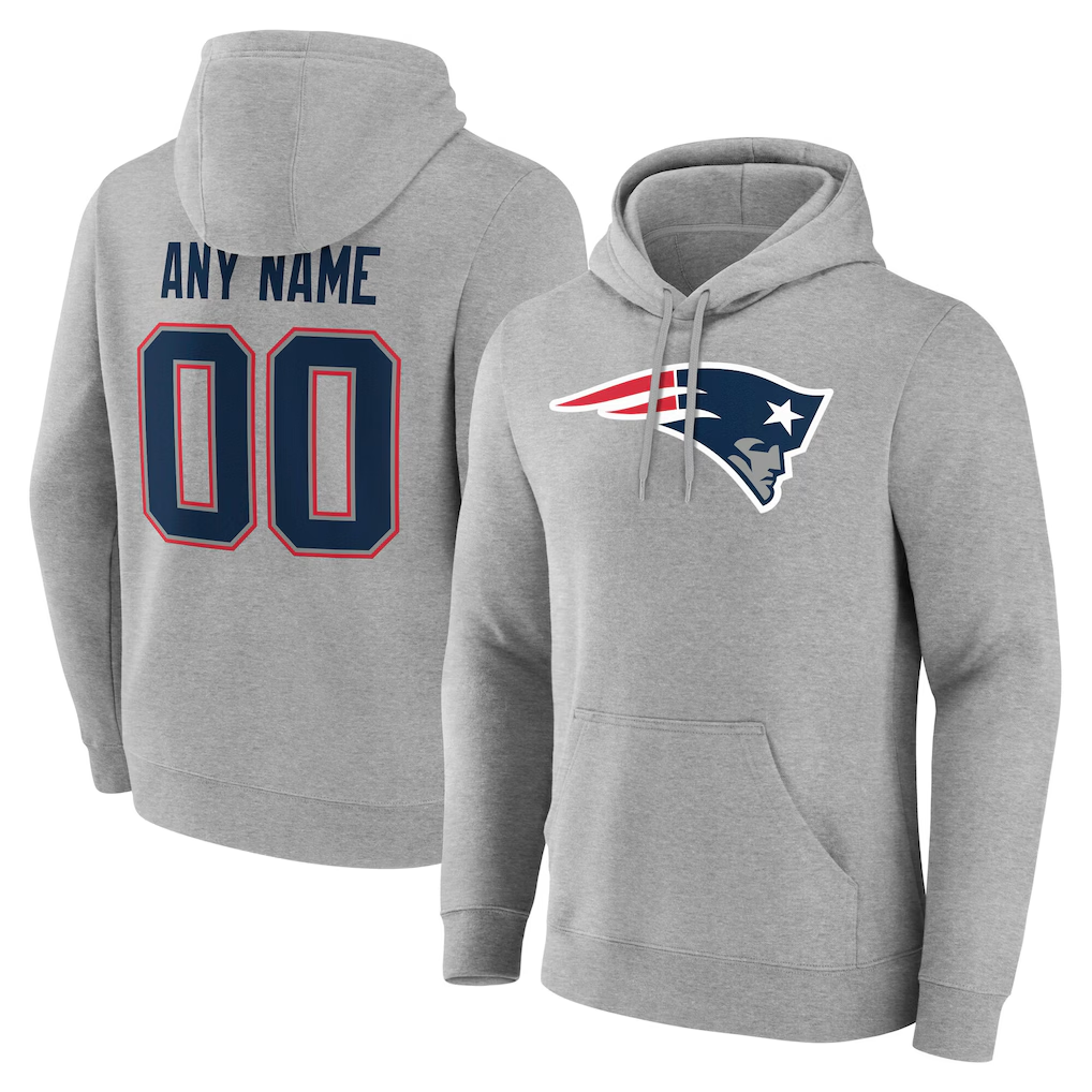 MyBoyd Custom NE.Patriots Gray Team Authentic Personalized Name & Number Hoodie Stitched Jerseys