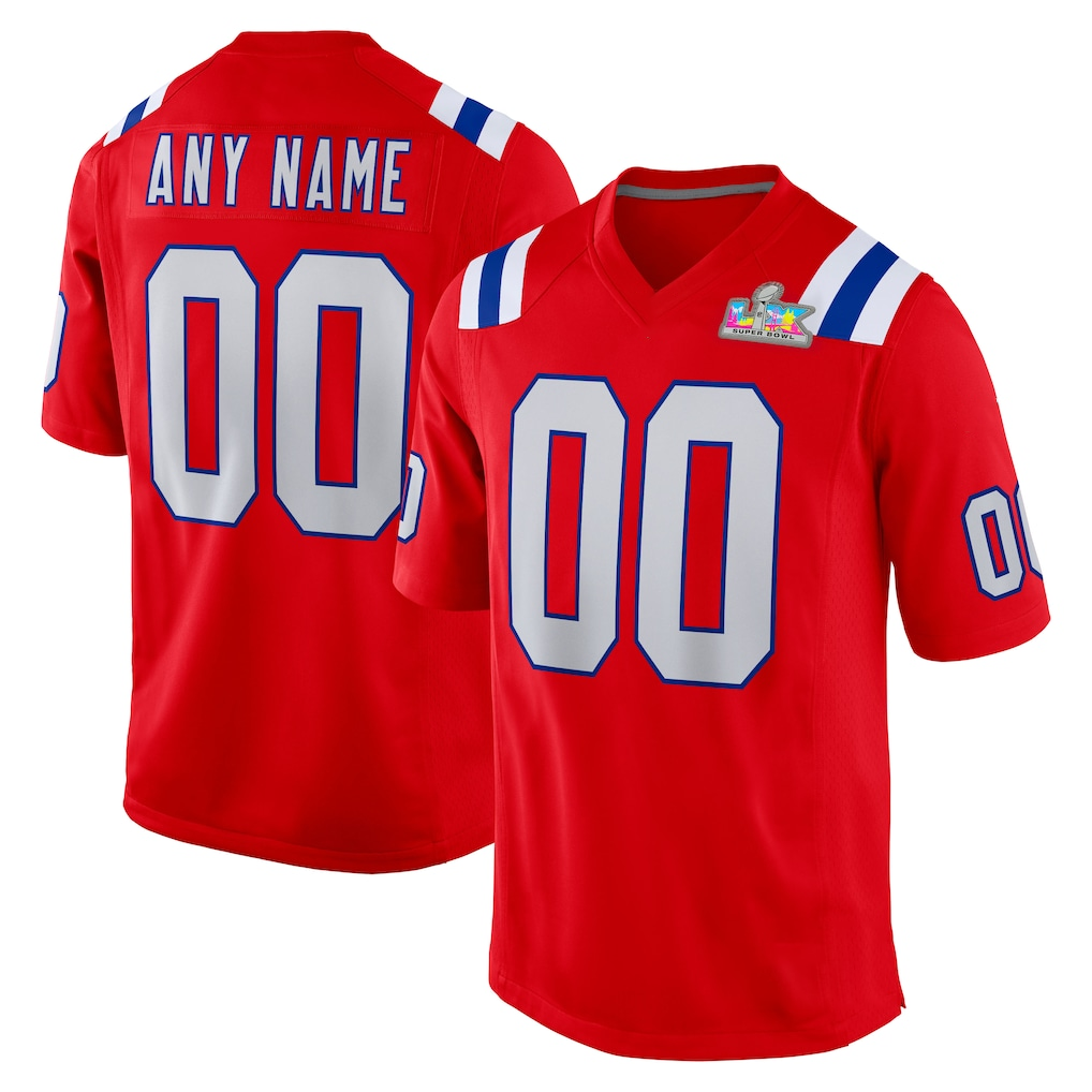 MyBoyd Custom NE.Patriots  Red Super Bowl LX Patch Game Jersey Stitched Jerseys