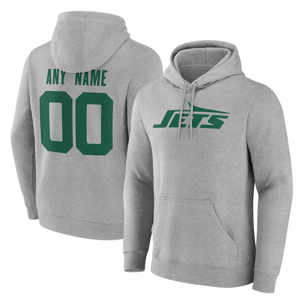 MyBoyd Custom NY.Jets Gray LOGO Pullover Hoodies Limited Game Any Name & Numbers Stitched Jerseys
