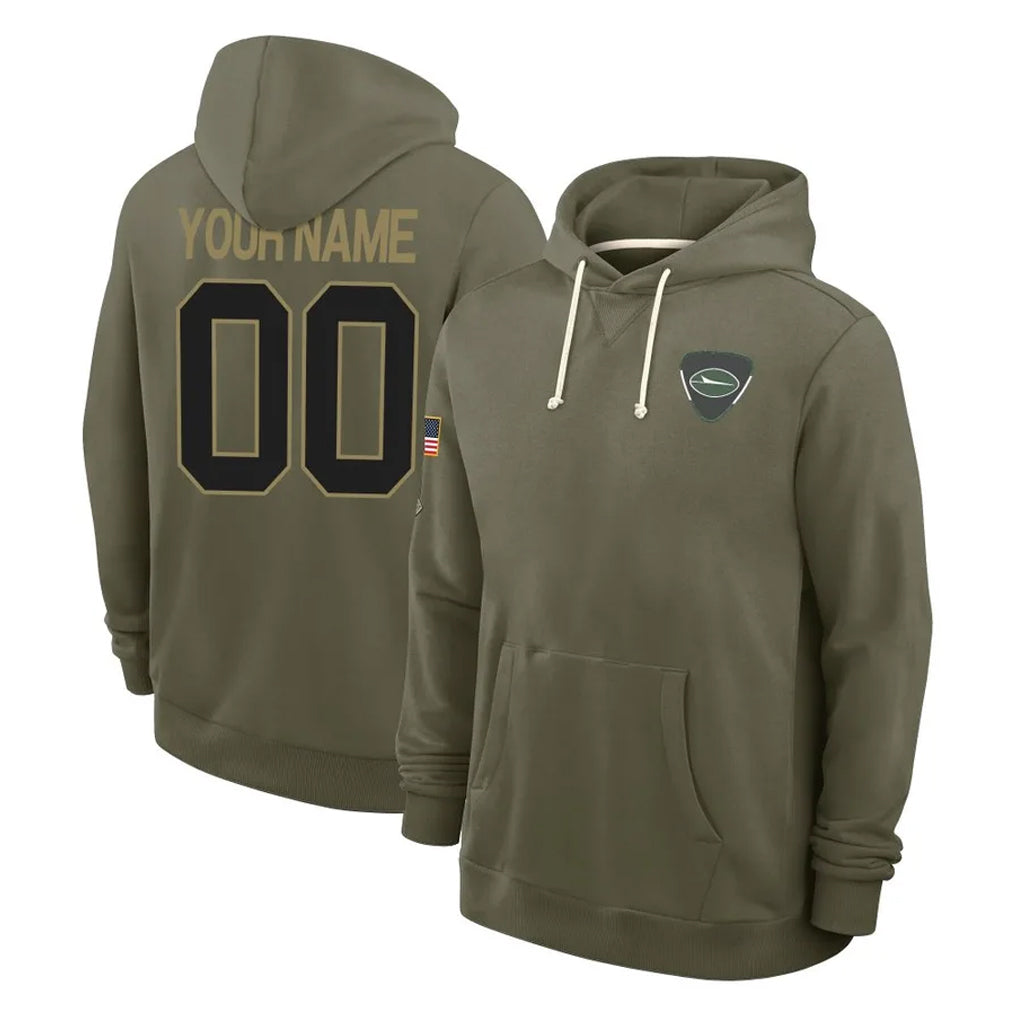 MyBoyd Custom NY.Jets Olive Salute to Service Pullover Hoodies Limited Any Name & Numbers Stitched Jerseys