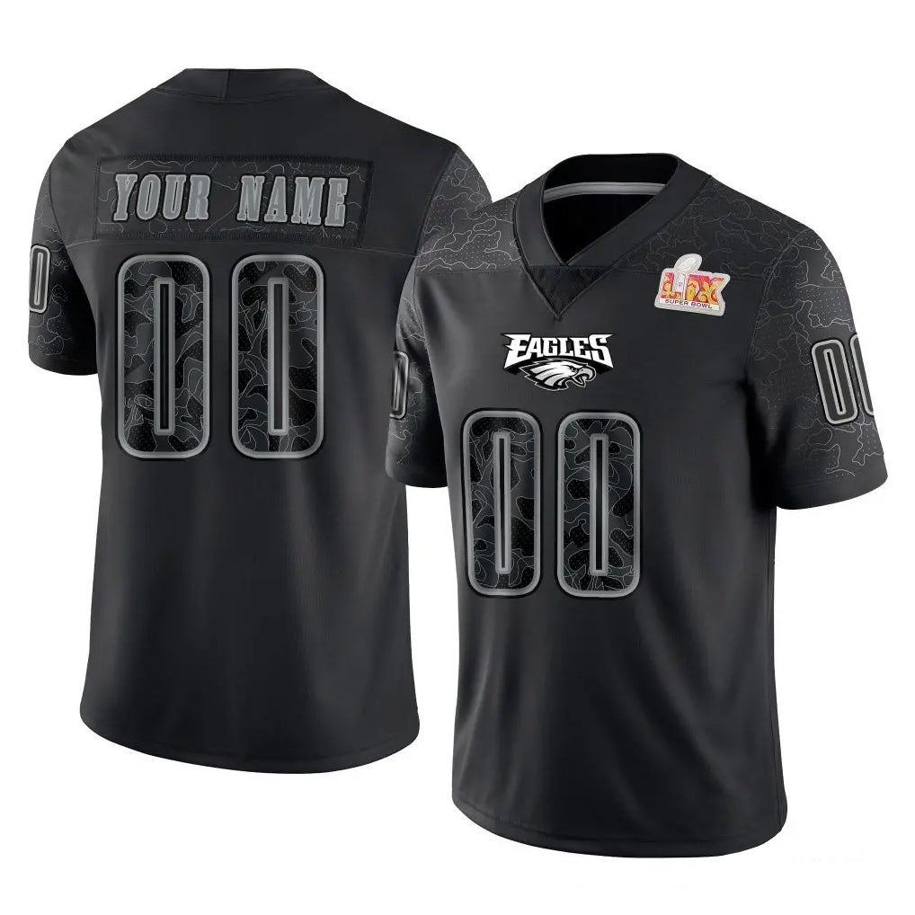 MyBoyd Custom P.Eagles Black Fashion Super Bowl LIX Home Game Any Name & Numbers Stitched Jerseys