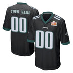 MyBoyd Custom P.Eagles Black Super Bowl LIX Home Game Any Name & Numbers Stitched Jerseys
