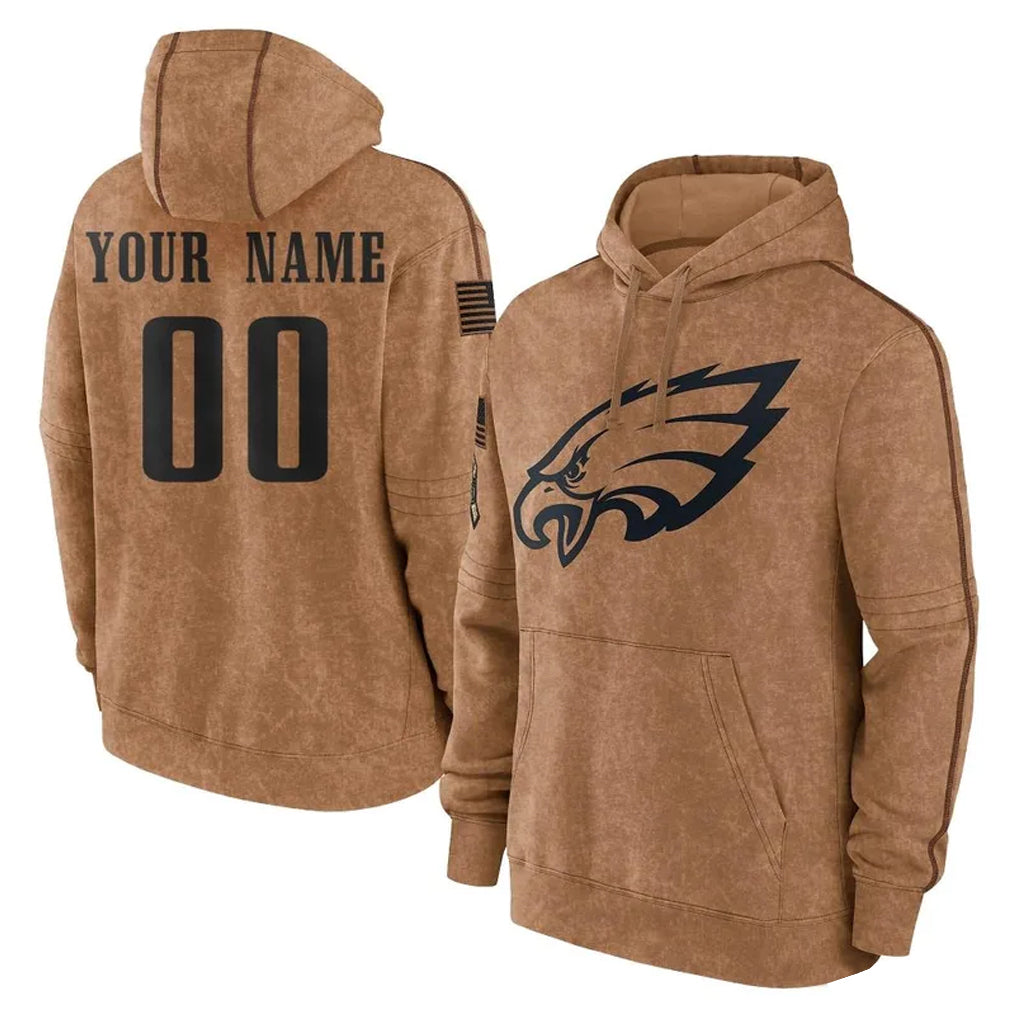 MyBoyd Custom P.Eagles Brown Salute to Service Pullover Hoodies Limited Game Any Name & Numbers Stitched Jerseys