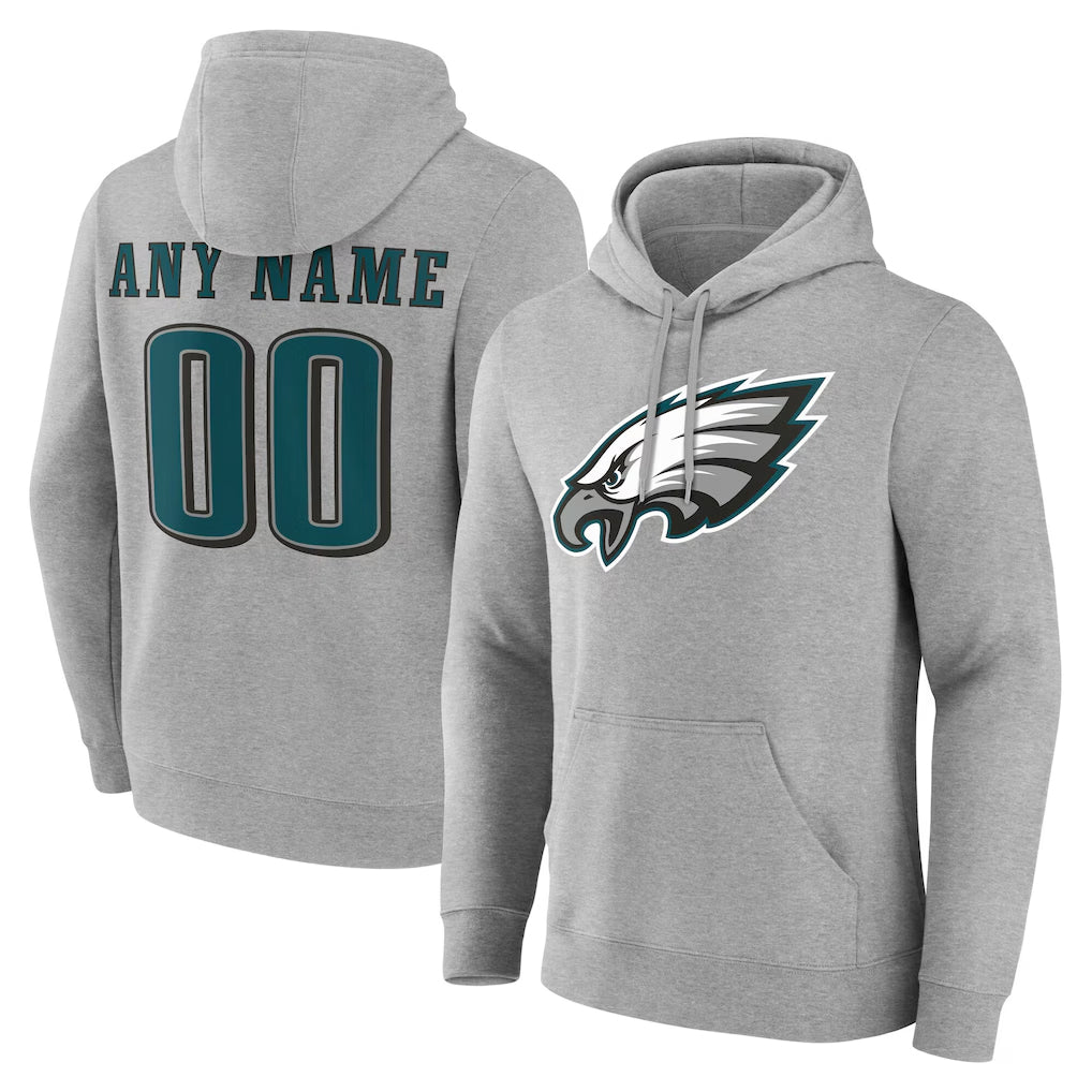 MyBoyd Custom P.Eagles Gray LOGO Pullover Hoodies Home Game Any Name & Numbers Stitched Jerseys