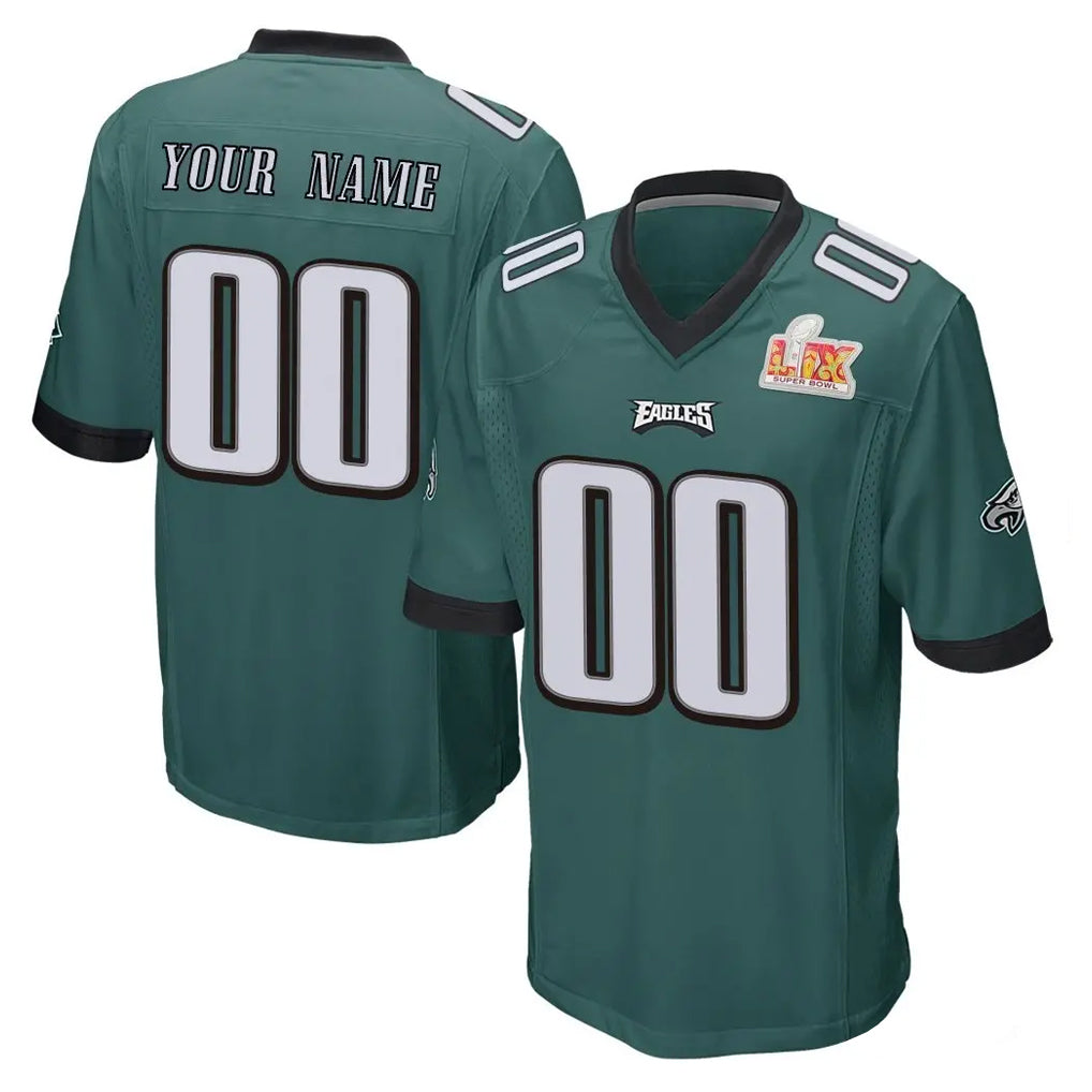 MyBoyd Custom P.Eagles Team Color Green Super Bowl LIX Home Game Any Name & Numbers Stitched Jerseys