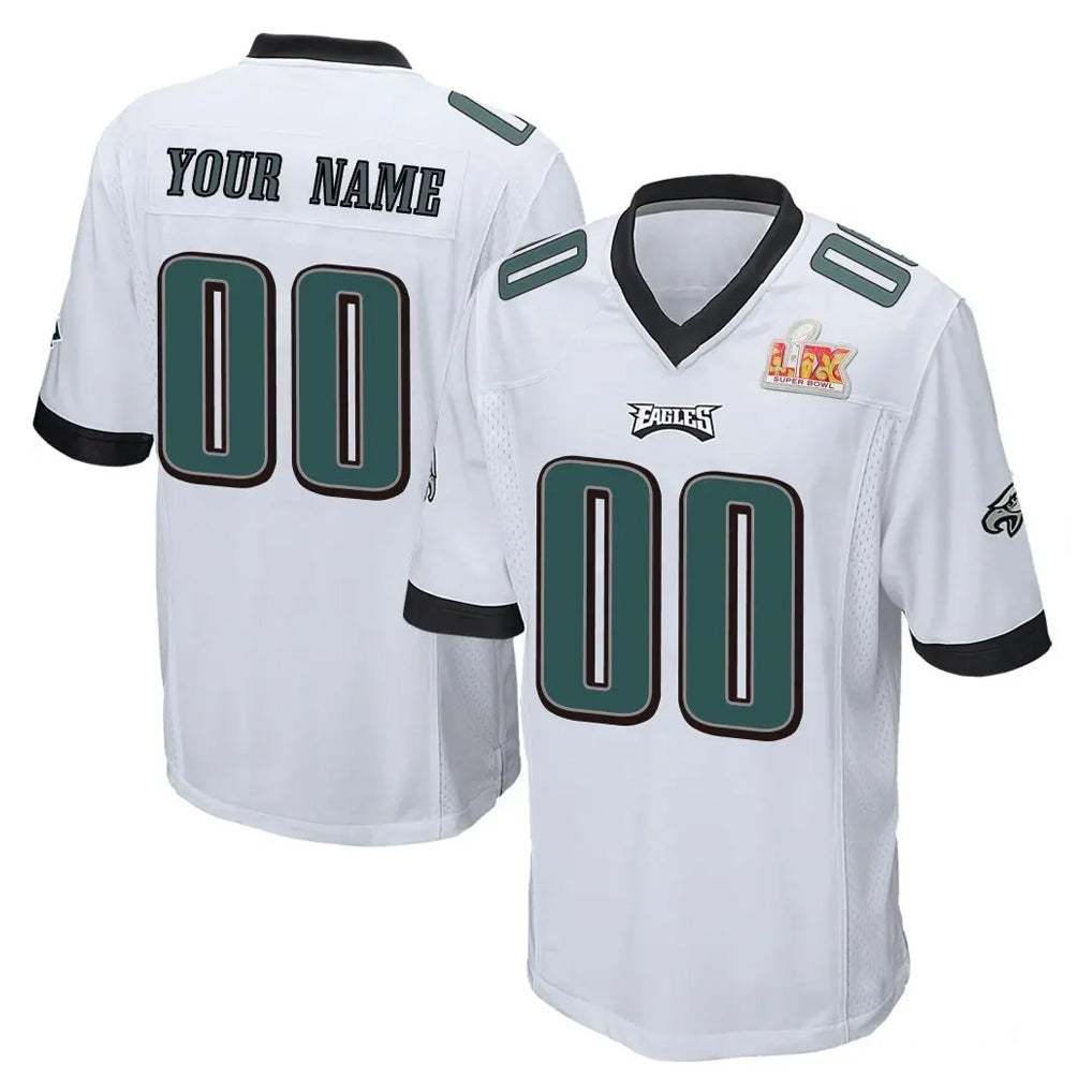 MyBoyd Custom P.Eagles White Super Bowl LIX Home Game Any Name & Numbers Stitched Jerseys