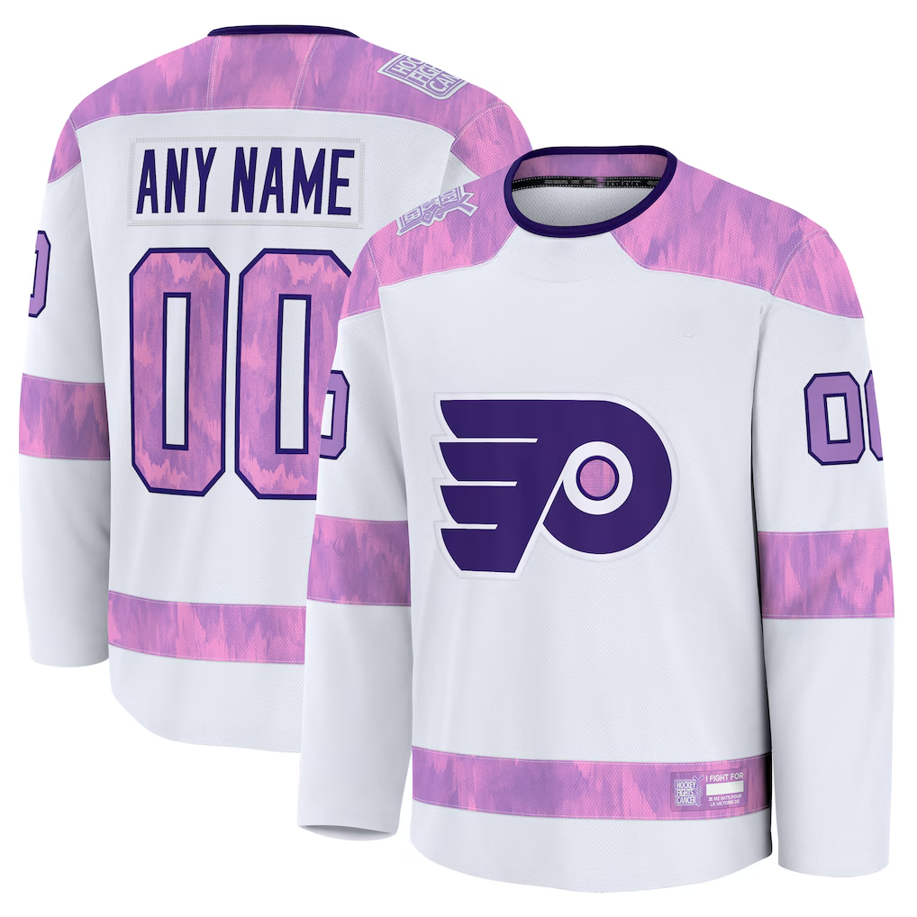 MyBoyd Custom P.Flyers White 2024 Hockey Fights Cancer Practice Jerseys
