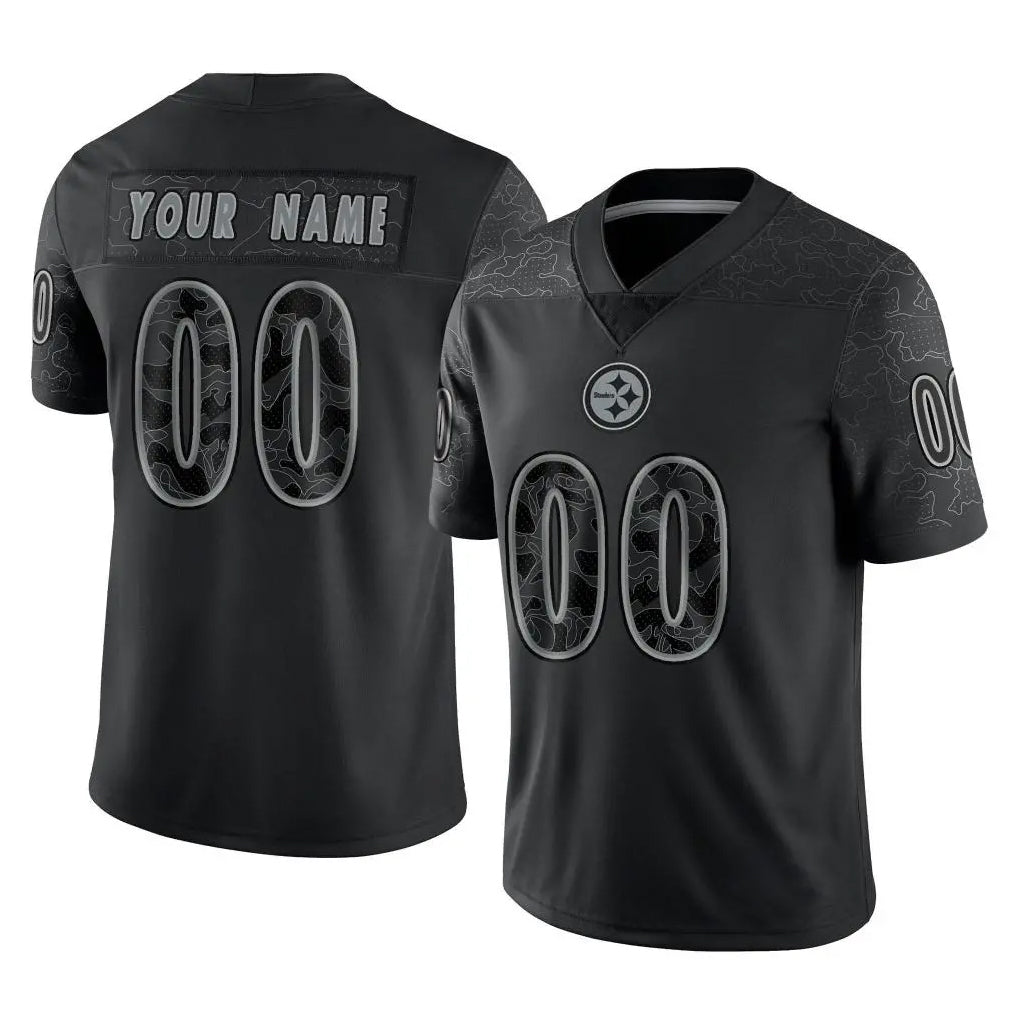 MyBoyd Custom P.Steelers Black Reflective Limited Home Game Any Name & Numbers Stitched Jerseys