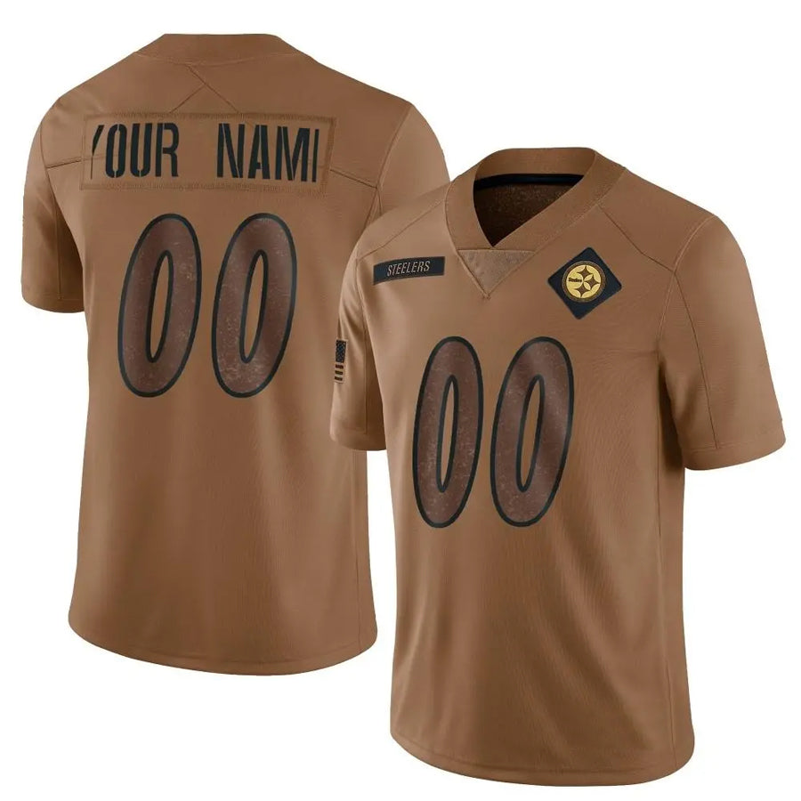 MyBoyd Custom P.Steelers Brown Salute To Service Limited Stitched Jerseys