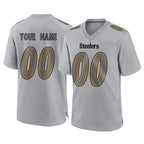 MyBoyd Custom P.Steelers Gray Atmosphere Fashion Home Game Any Name & Numbers Stitched Jerseys